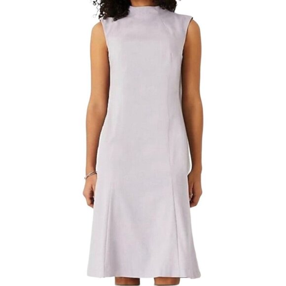 Ann Taylor Power Shoulder Women Lavender 1/2 Zip Lined Sheath MIDI Dress Sz 0P - Picture 1 of 16